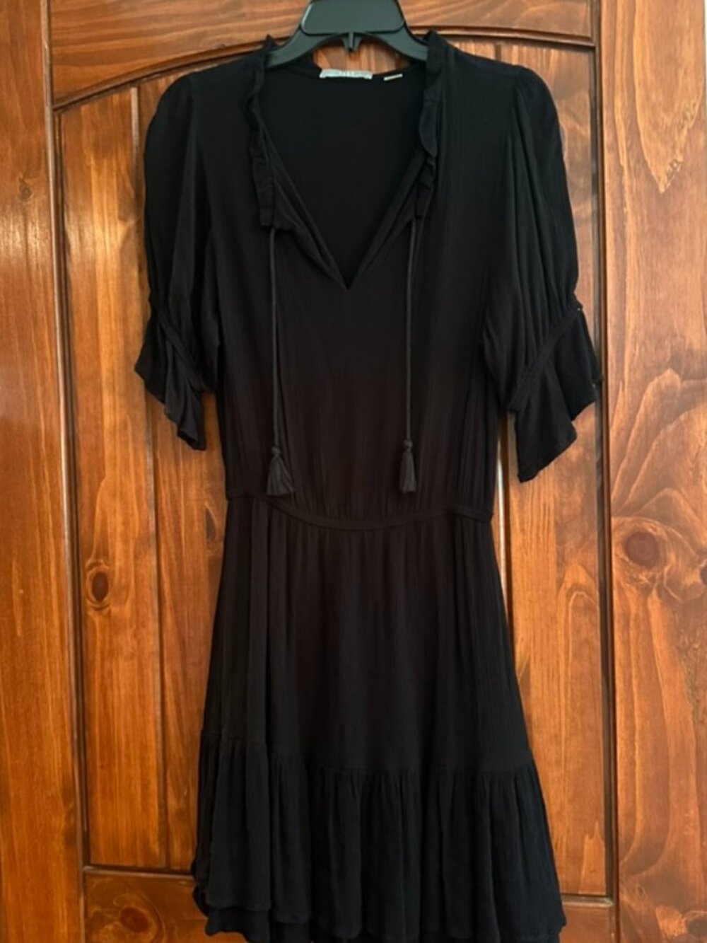 Black Tarte Summer Dress With Tassel Neckline